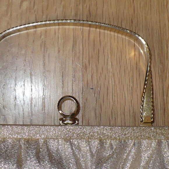 Ande' Vintage Evening Clutch with Gold Tone Concealable Metal Handle - Picture 2 of 5